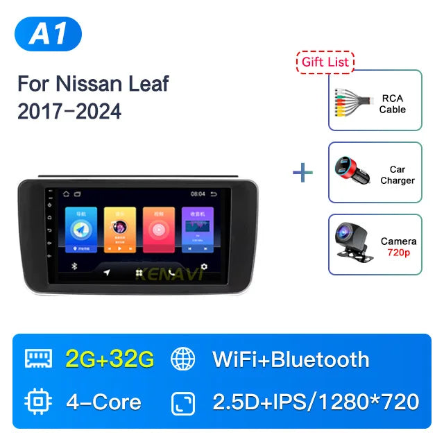 Autoradio CarPlay Nissan Leaf ZE1 (2017-2024) – Écran 9 pouces, caméra de recul, vue 13