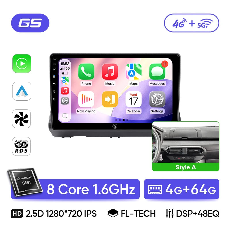 Autoradio CarPlay Dacia Logan, Sandero et Jogger (2019-2023) – Écran 10 pouces, jusqu'à 8 Go + 256 Go, vue 32
