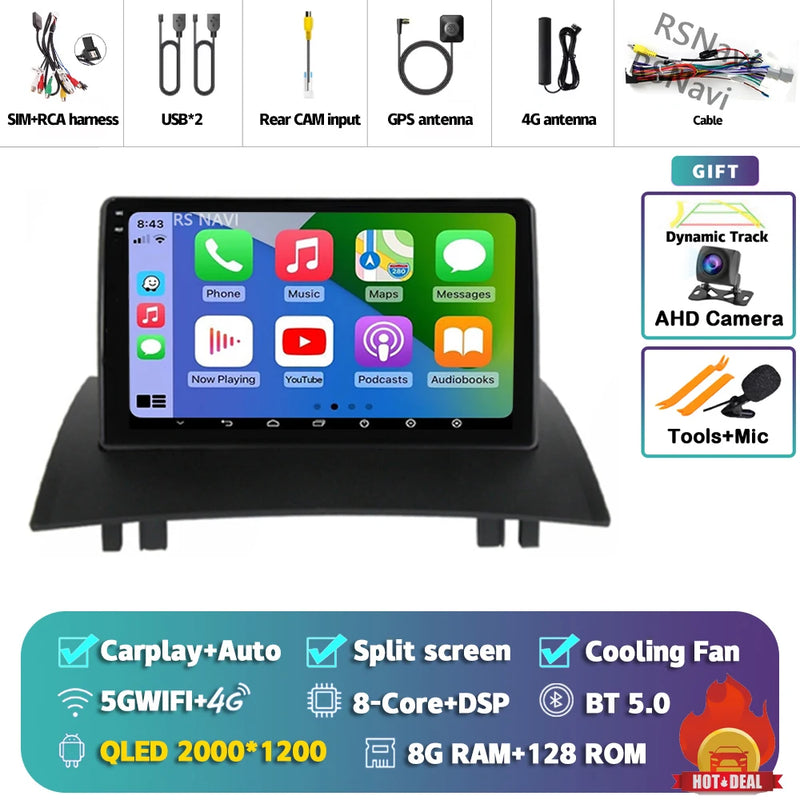 Autoradio CarPlay Renault Mégane 2 (2002-2009) – Écran 9 pouces, jusqu'à 16 Go + 512 Go, vue 35