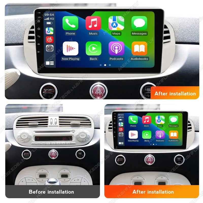 Autoradio CarPlay Fiat 500 (2010-2015) – Écran 9 pouces IPS, Android 14, jusqu'à 2 Go + 32 Go, vue 2