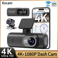 Dashcam 4K Wi-Fi Double Caméra – Écran 1,47 Pouce, GPS en Option, Kit Parking 24 h