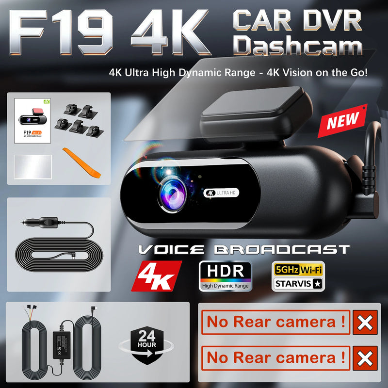 Dashcam Mini 4K Wi-Fi 5 GHz – Avant 4K et Arrière 1080P, Annonces Vocales, vue 33