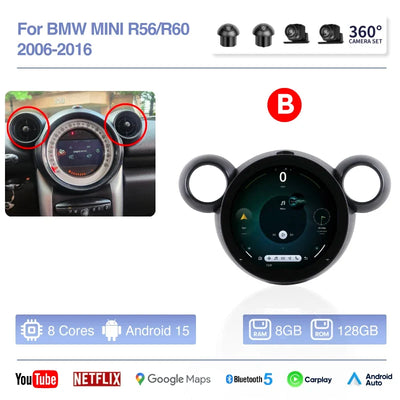 MINI Cooper R56 R60 Autoradio Android 15 CarPlay GPS
