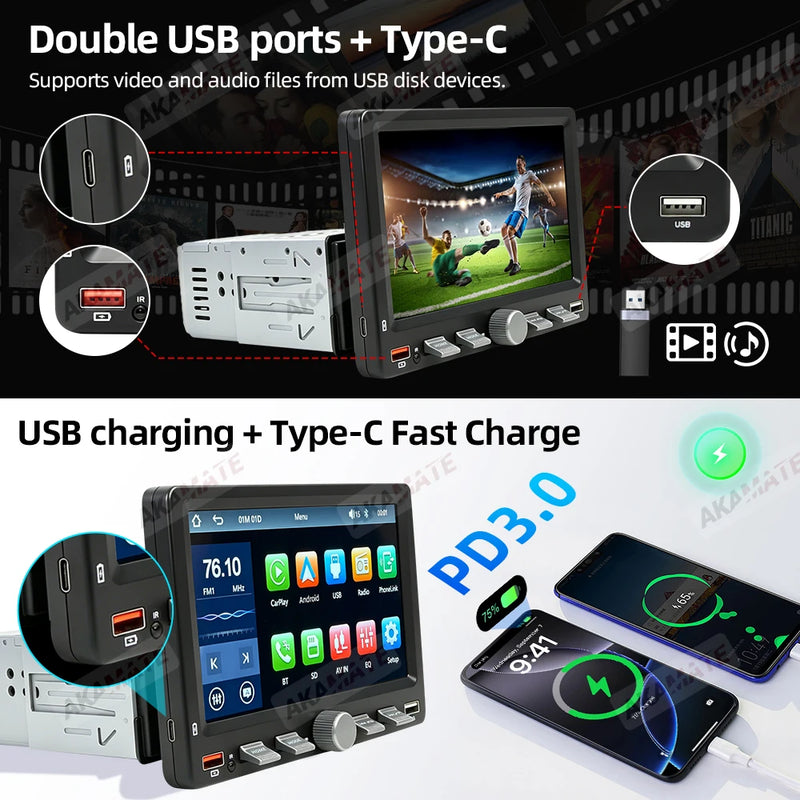 Autoradio CarPlay 1 DIN Universel – Écran 7 Pouces Réglable, Sans Fil, vue 12