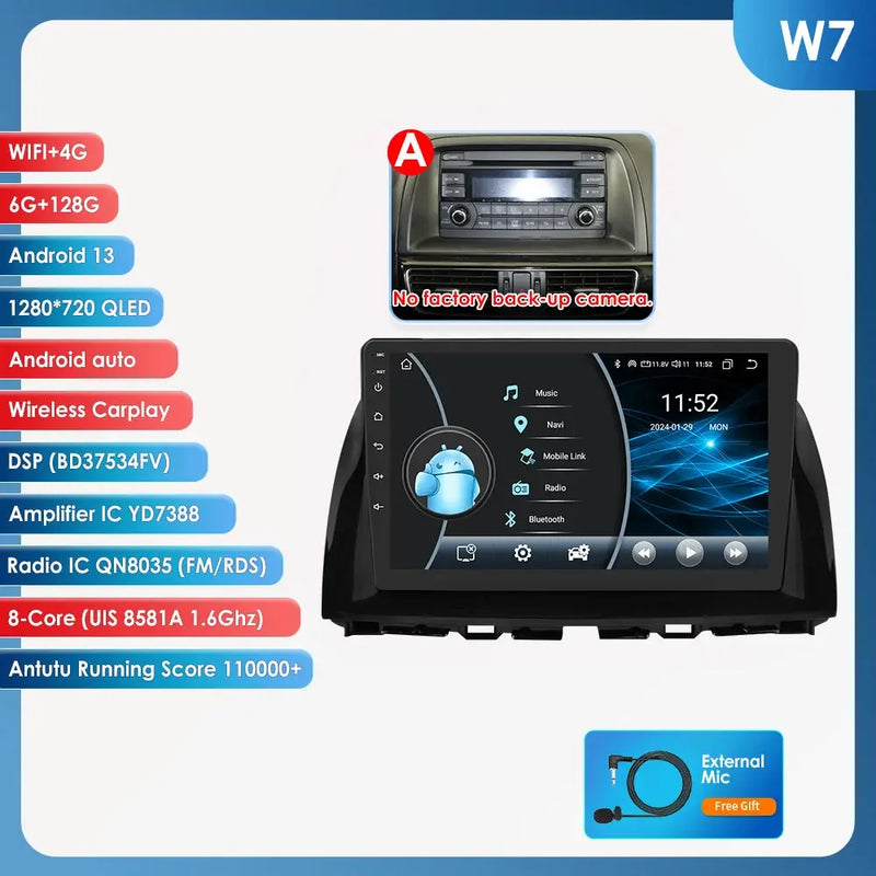 Autoradio CarPlay Mazda CX-5 (2012-2015) – Écran 10,1 pouces, Android 13, vue 12