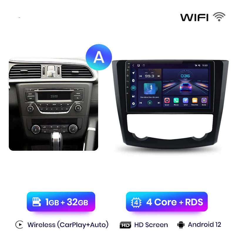 CarPlay Renault Kadjar 2015-2019 – Écran tactile Android avec GPS intégré