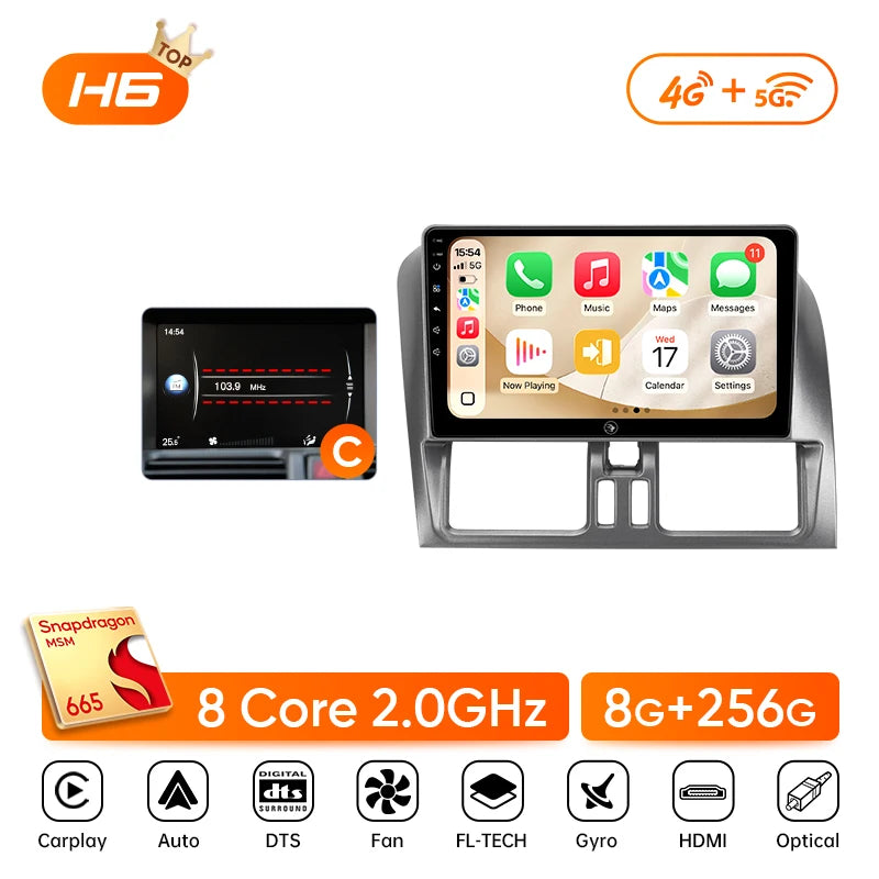 Autoradio CarPlay Volvo XC60 (2008-2017) – Écran 9 pouces, Android 13, vue 13