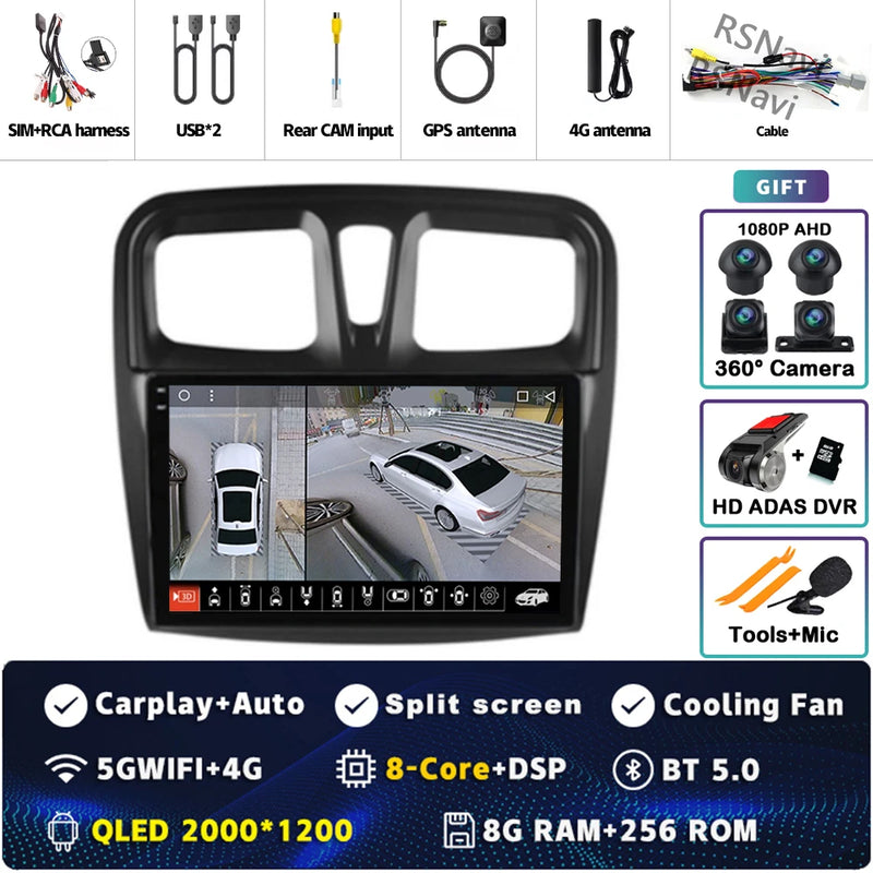 Autoradio CarPlay Dacia Sandero et Logan 2 (2014-2019) – Écran 9 pouces, jusqu'à 12 Go + 256 Go, vue 28