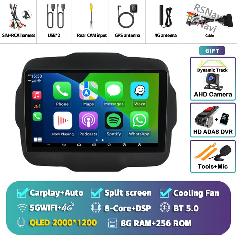 Autoradio CarPlay Jeep Renegade (2016-2020) – Écran 9 pouces, jusqu'à 16 Go + 512 Go, vue 42