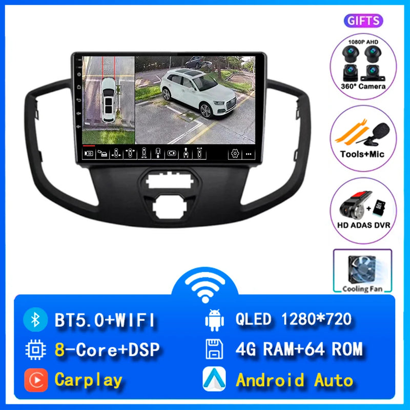 Autoradio CarPlay Ford Transit (2015-2018) – Écran 9 pouces, 4G, jusqu'à 12 Go + 256 Go, vue 12