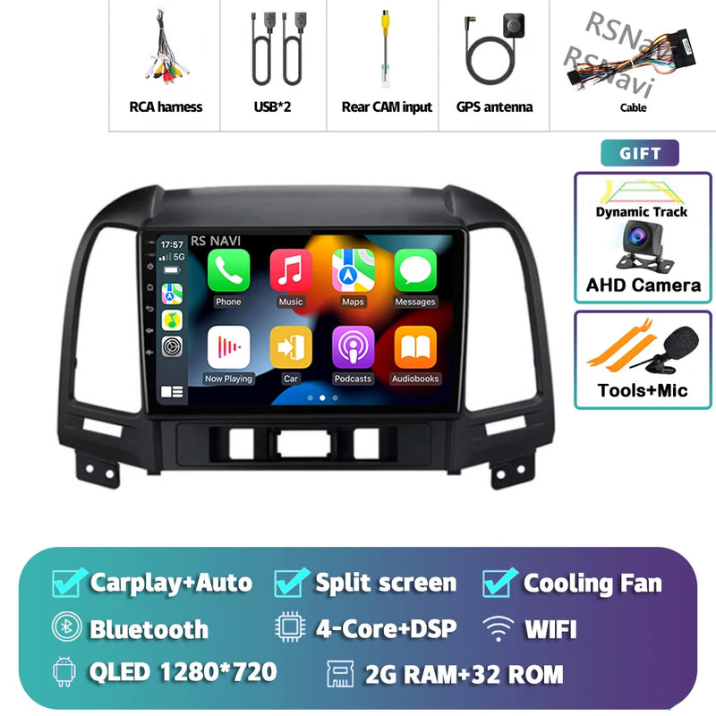 Autoradio CarPlay Hyundai Santa Fe 2 (2006-2012) – Écran 9 pouces, jusqu'à 16 Go + 512 Go, vue 25