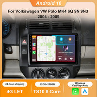 Autoradio CarPlay Volkswagen Polo 4 (2004-2009) – Écran QLED 9 pouces, Android 16, jusqu'à 12 Go + 256 Go