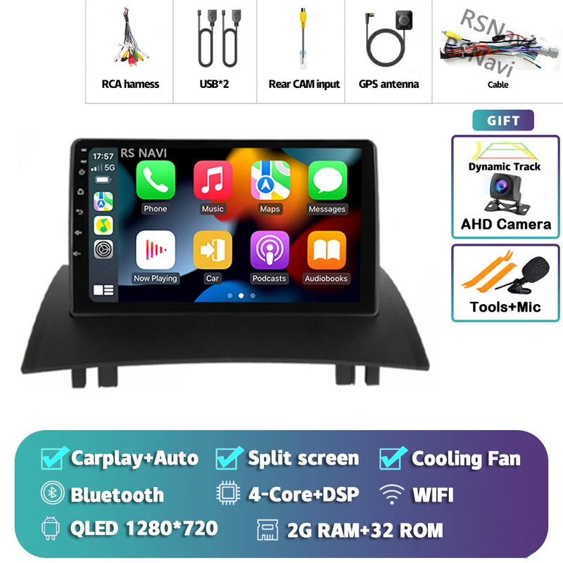 Autoradio CarPlay Renault Mégane 2 (2002-2009) – Écran 9 pouces, jusqu'à 16 Go + 512 Go, vue 24