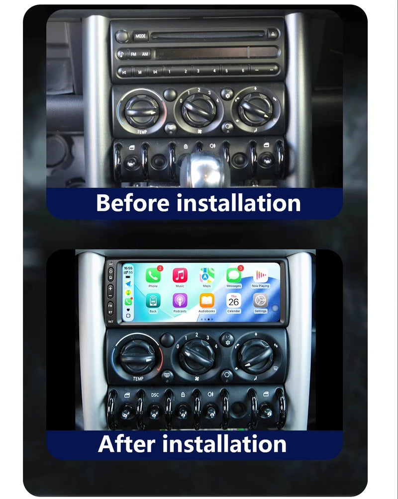Autoradio CarPlay Sans Fil pour MINI Cooper S R50 R52 R53