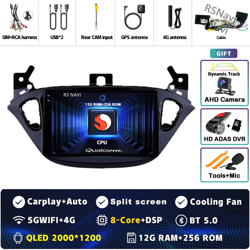 Autoradio CarPlay Opel Corsa E (2014-2019) et Adam (2013-2016) – Écran 9 pouces 2K, jusqu'à 12 Go + 256 Go, vue 20