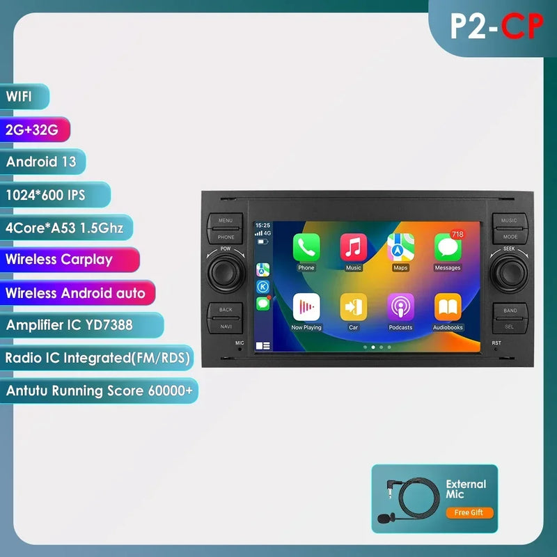 Autoradio CarPlay Ford Focus, Mondeo, S-Max et Kuga (2003-2012) – Écran 7 pouces, 2 DIN, vue 49
