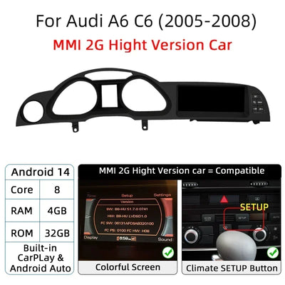 Autoradio Android pour Audi A6 C6 Q7 4L DSP MMI