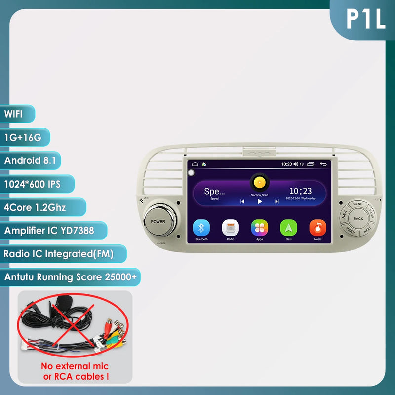 Autoradio CarPlay Fiat 500 (2007-2015) – Écran 7 pouces, 8 cœurs, jusqu'à 8 Go + 128 Go, vue 65