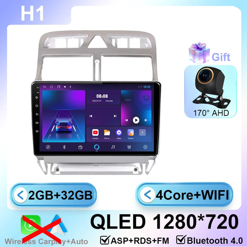 Autoradio CarPlay Peugeot 307 SW et CC (2002-2013) – Écran 9 pouces, Android 16, vue 18