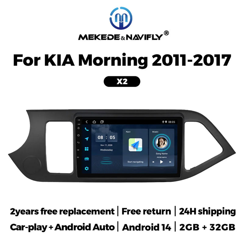 Autoradio CarPlay Kia Picanto 2 (2011-2017) – Écran 9 pouces, jusqu'à 2 Go + 32 Go, vue 2