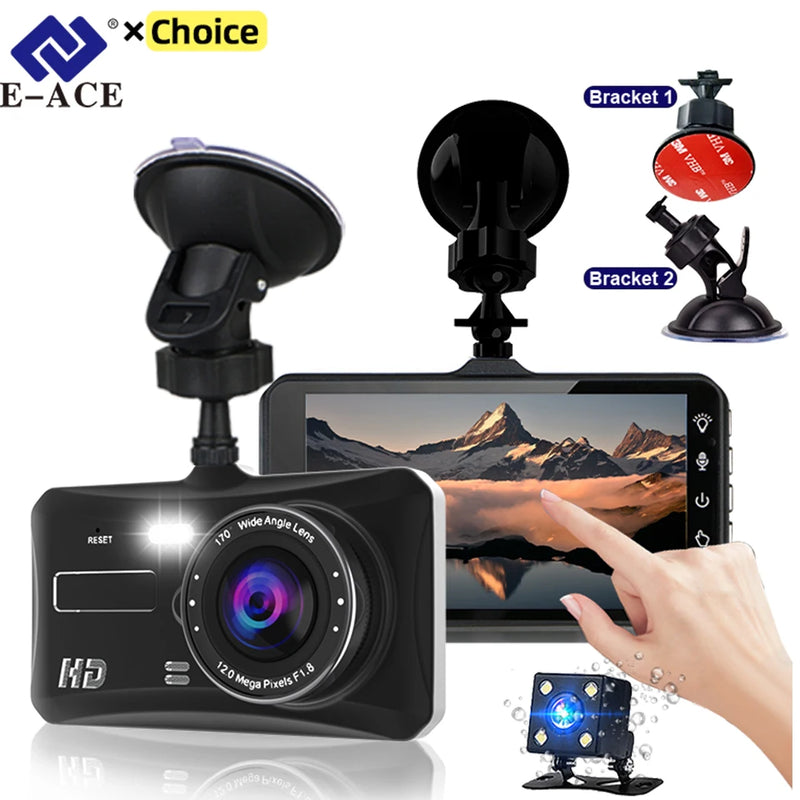 Dashcam Tactile 4 Pouces Avant et Arrière 1080P – Vision Nocturne, Mode Parking