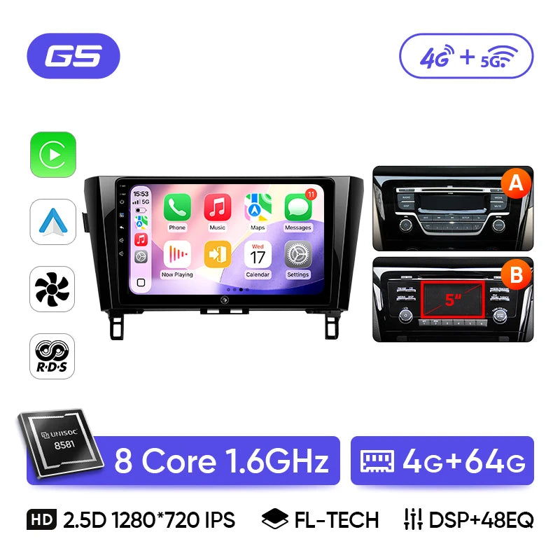 Autoradio CarPlay Nissan Qashqai J11 et X-Trail T32 (2014-2020) – Écran 10 pouces, Android 13, vue 18