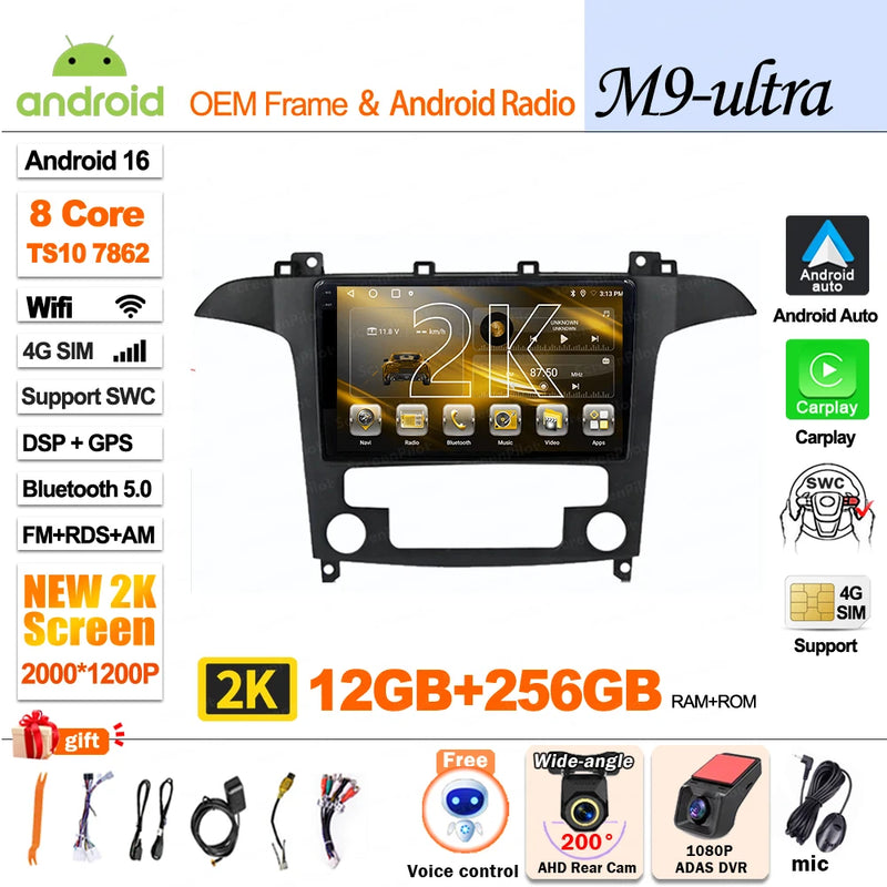 Autoradio CarPlay Ford S-Max (2006-2015) – Écran 9 pouces sans fil, jusqu'à 12 Go + 256 Go, vue 36