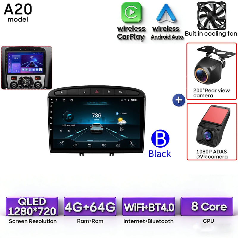 Autoradio CarPlay Peugeot 308, RCZ et 408 – Écran 9 pouces, Android 16, vue 20
