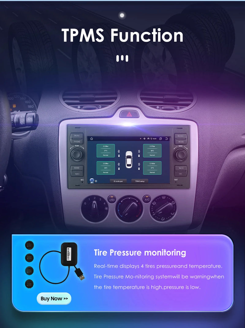 Autoradio CarPlay Ford Focus, Mondeo, S-Max et Kuga (2003-2012) – Écran 7 pouces, 2 DIN, vue 27