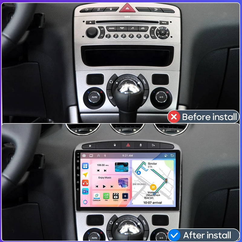 Autoradio CarPlay Peugeot 308, RCZ et 408 – Écran 9 pouces, Android 16, vue 2
