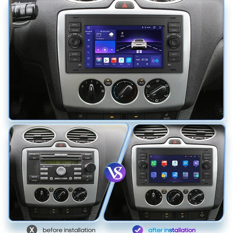 Autoradio CarPlay Ford Focus, Mondeo, S-Max et Kuga (2003-2012) – Écran 7 pouces, 2 DIN, vue 2
