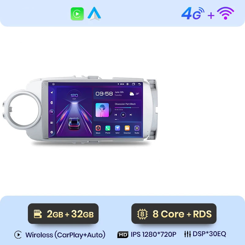 toyota yaris apple carplay 2012-2017 écran tactile HD + DSP 30 bandes