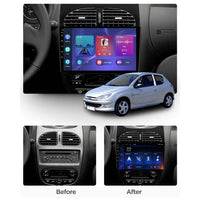 Autoradio CarPlay Peugeot 206, 206 SW et 206 CC – Écran 9 pouces, Android 16, vue 3