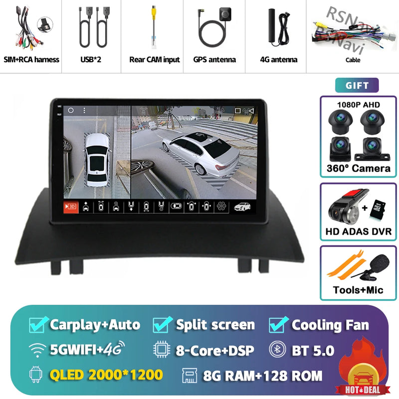 Autoradio CarPlay Renault Mégane 2 (2002-2009) – Écran 9 pouces, jusqu'à 16 Go + 512 Go, vue 37