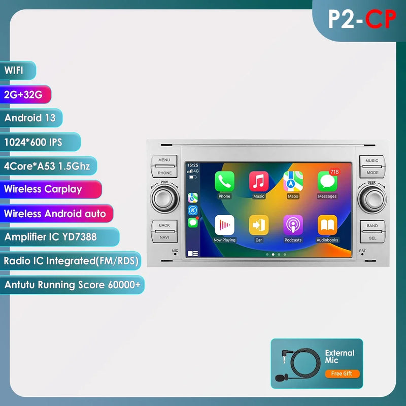 Autoradio CarPlay Ford Focus, Mondeo, S-Max et Kuga (2003-2012) – Écran 7 pouces, 2 DIN, vue 56