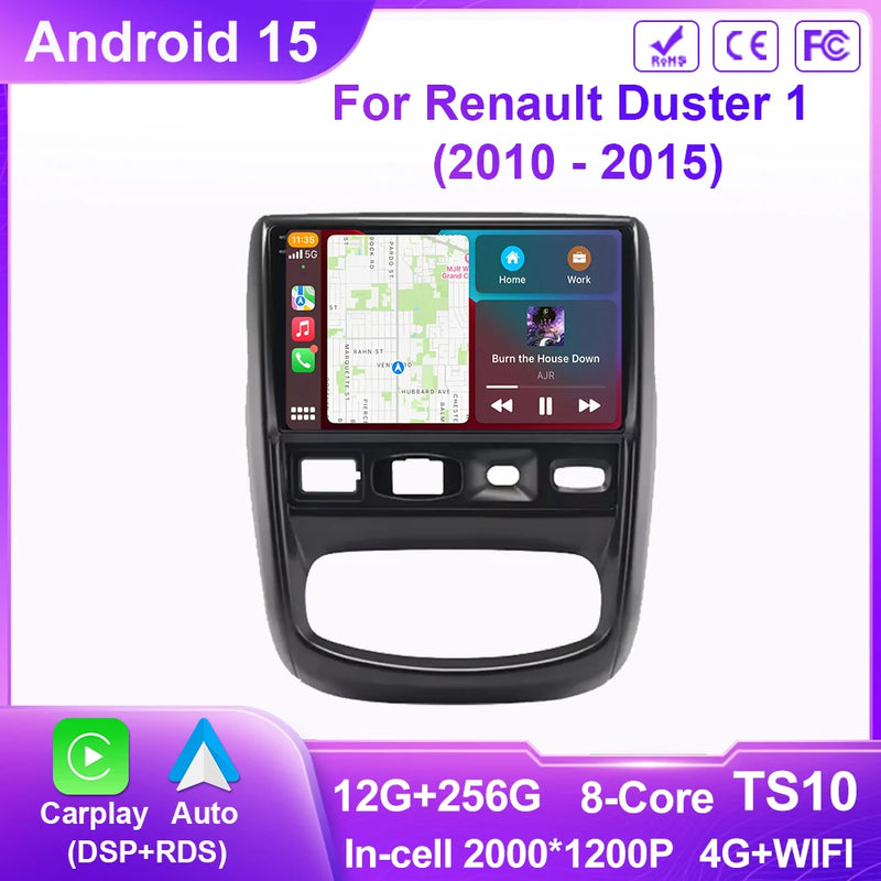 Autoradio CarPlay Dacia Duster 1 (2010-2015) – Écran 9 pouces, jusqu'à 12 Go + 256 Go