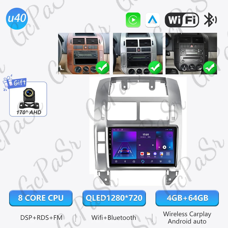 Autoradio CarPlay Volkswagen Polo 4 (2004-2009) – Écran 9 pouces, cadre noir ou argent, vue 51