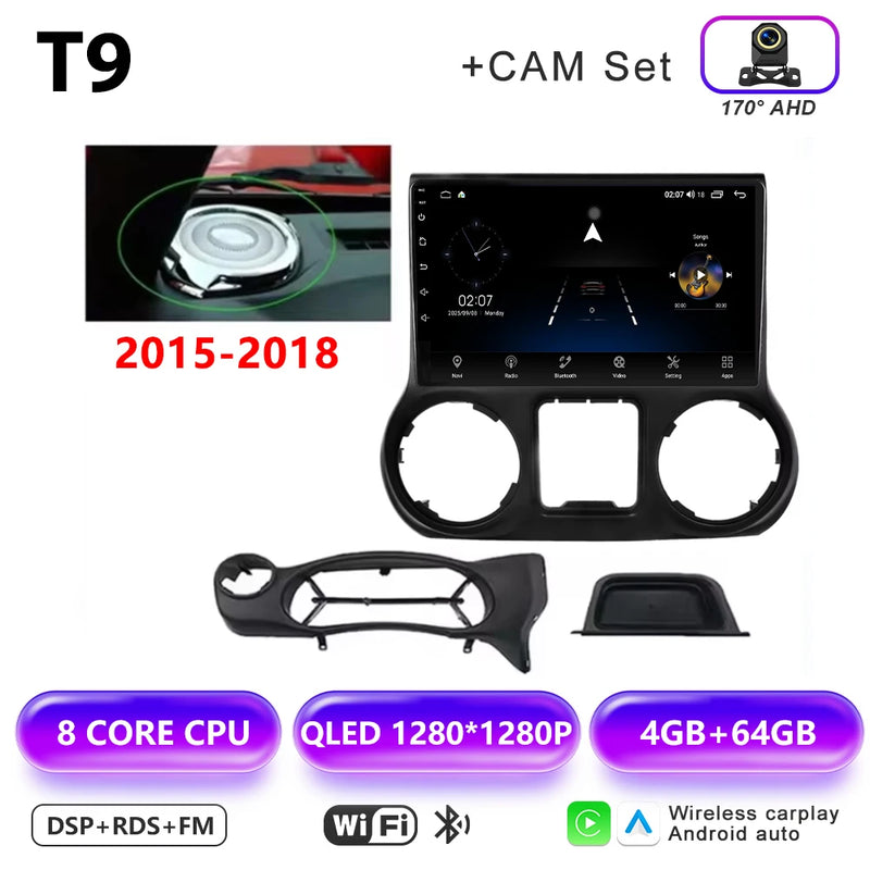 Autoradio CarPlay Jeep Wrangler JK (2011-2018) – Écran 9 pouces sans fil, jusqu'à 12 Go + 256 Go, vue 11