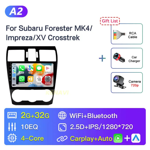 Autoradio CarPlay Subaru Forester MK4, Impreza et XV Crosstrek (2012-2014) – Écran IPS 9 pouces, vue 34