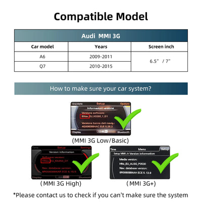 Interface CarPlay Android Auto pour Audi A6 et Q7 MMI 3G