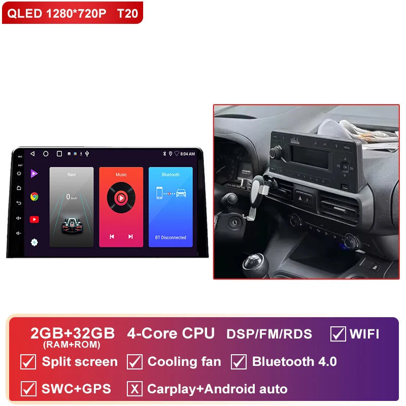 Autoradio CarPlay Citroën Berlingo, Peugeot Partner et Opel Combo (2019-2021) – Écran 10 pouces, jusqu'à 12 Go + 256 Go, vue 37