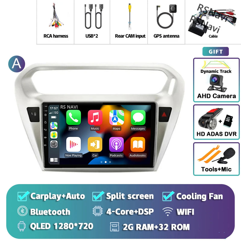 Autoradio CarPlay Peugeot 301 et Citroën C-Elysée (2012-2016) – Écran QLED, Android 16, vue 35