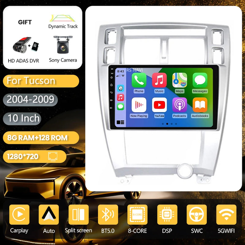Autoradio CarPlay Hyundai Tucson (2004-2009) – Écran 10 pouces, jusqu'à 16 Go + 256 Go, vue 27