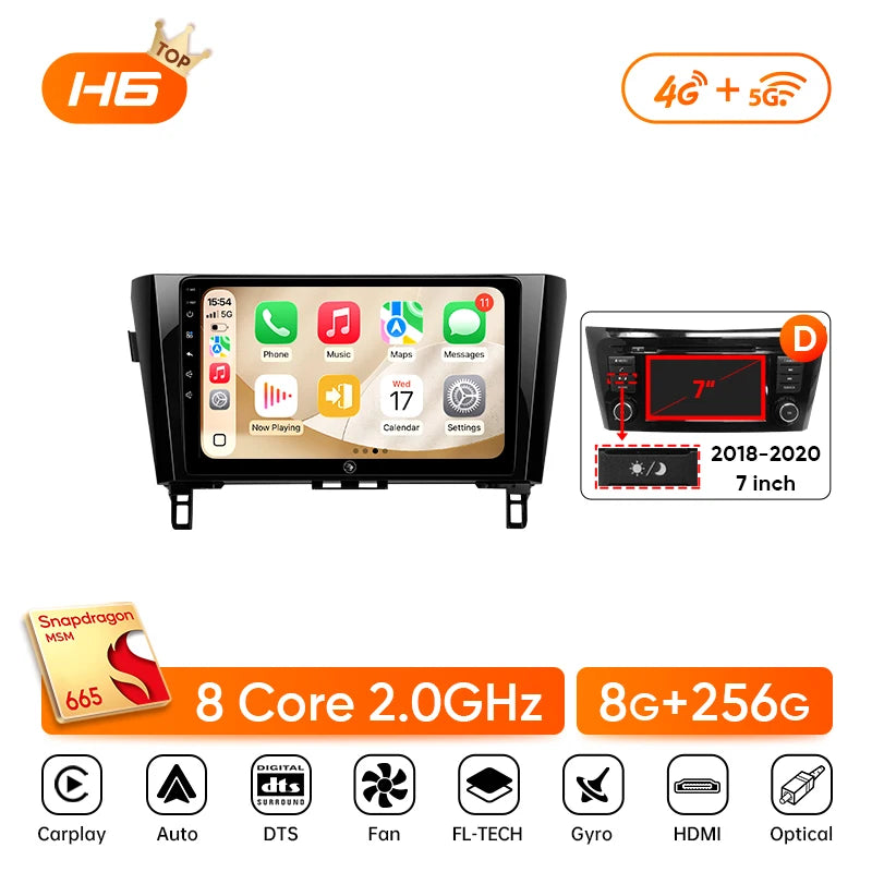 Autoradio CarPlay Nissan Qashqai J11 et X-Trail T32 (2014-2020) – Écran 10 pouces, Android 13, vue 12