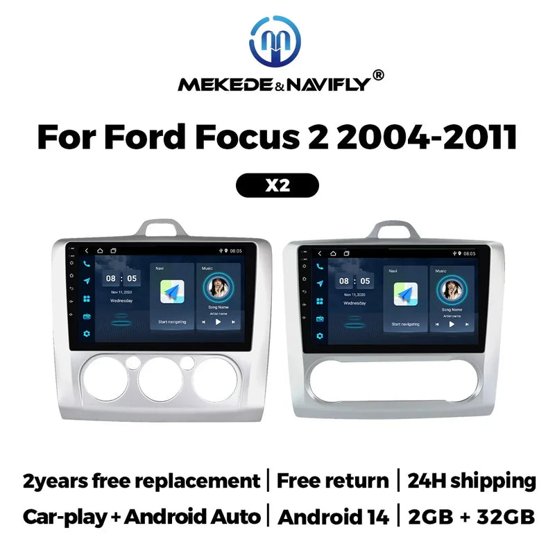 Autoradio CarPlay Ford Focus 2 (2004-2011) – Écran 9 pouces, sans fil, vue 2