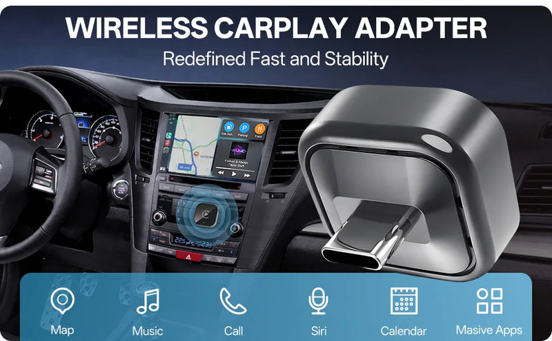 Adaptateur CarPlay Sans Fil USB-C 2 en 1 – CarPlay et Android Auto, 29 mm, Wi-Fi 5 GHz, vue 7