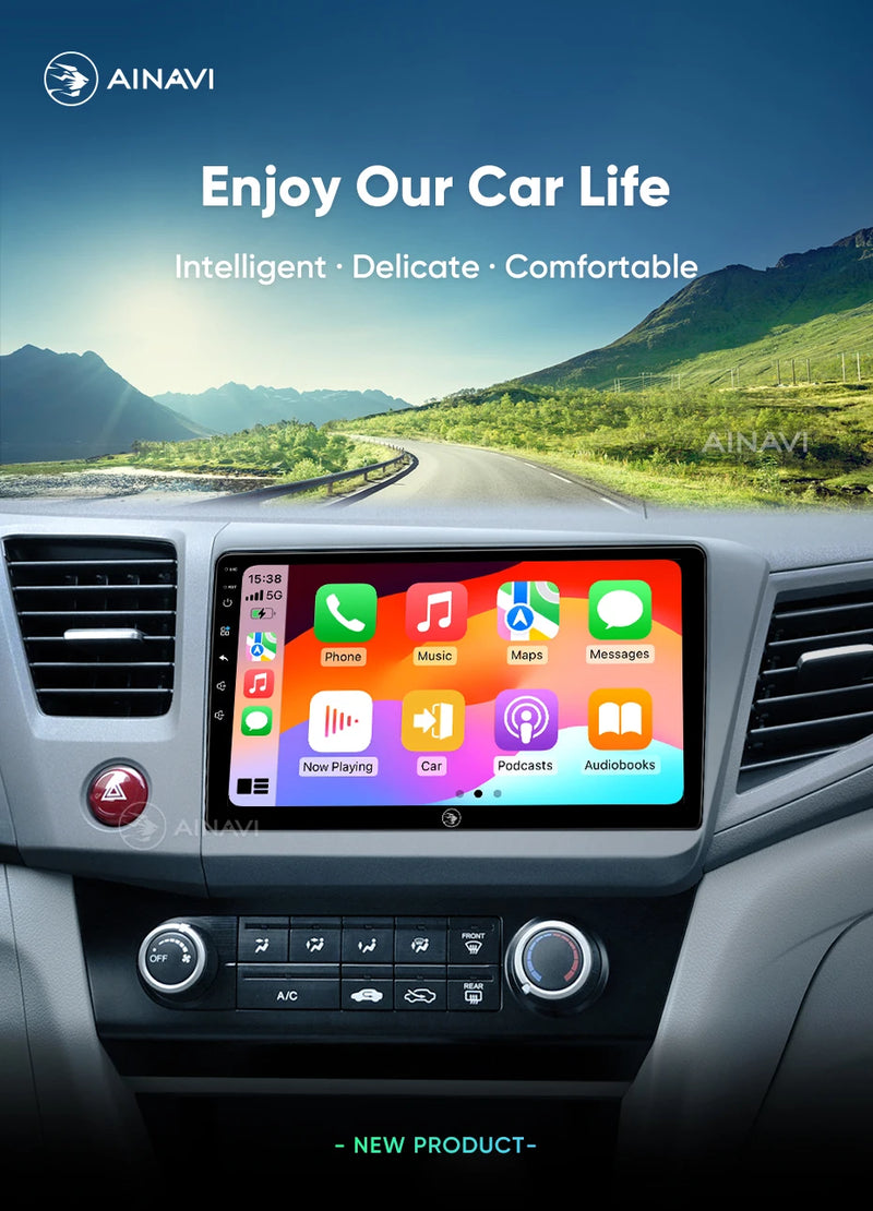 Autoradio CarPlay Honda Civic 9 (2012-2016) – Écran 9 pouces IPS, jusqu'à 8 Go + 256 Go, vue 12