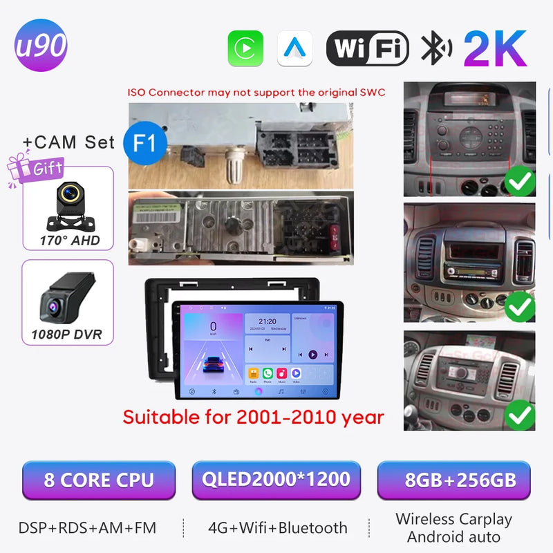 Autoradio CarPlay Renault Trafic 2, Opel Vivaro A et Nissan Primastar (2001-2014) – Écran tactile, jusqu'à 12 Go + 256 Go, vue 46