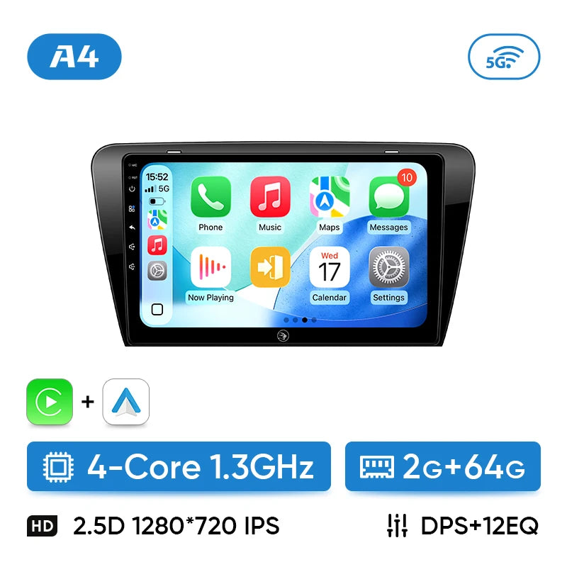 Autoradio CarPlay Skoda Octavia 3 (2015-2020) – Écran 10 pouces, sans fil, vue 8