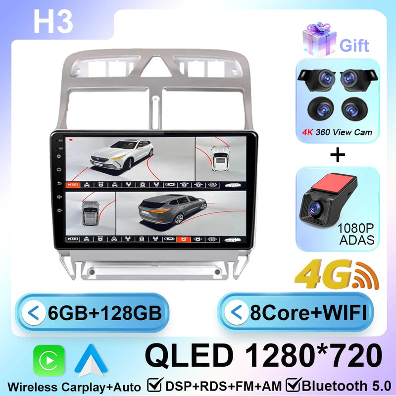 Autoradio CarPlay Peugeot 307 SW et CC (2002-2013) – Écran 9 pouces, Android 16, vue 14